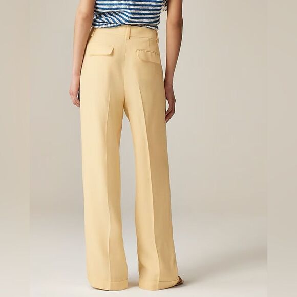 NWT J CREW Petite cuffed wide-leg trouser in luster canvas in Sweet Meringue - Picture 3 of 8